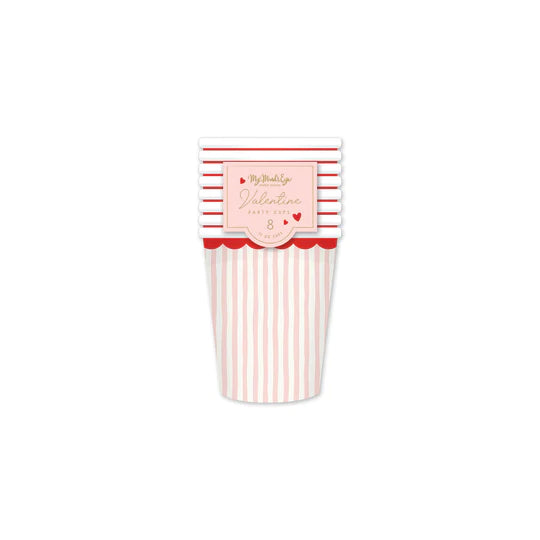 striped pink paper cups