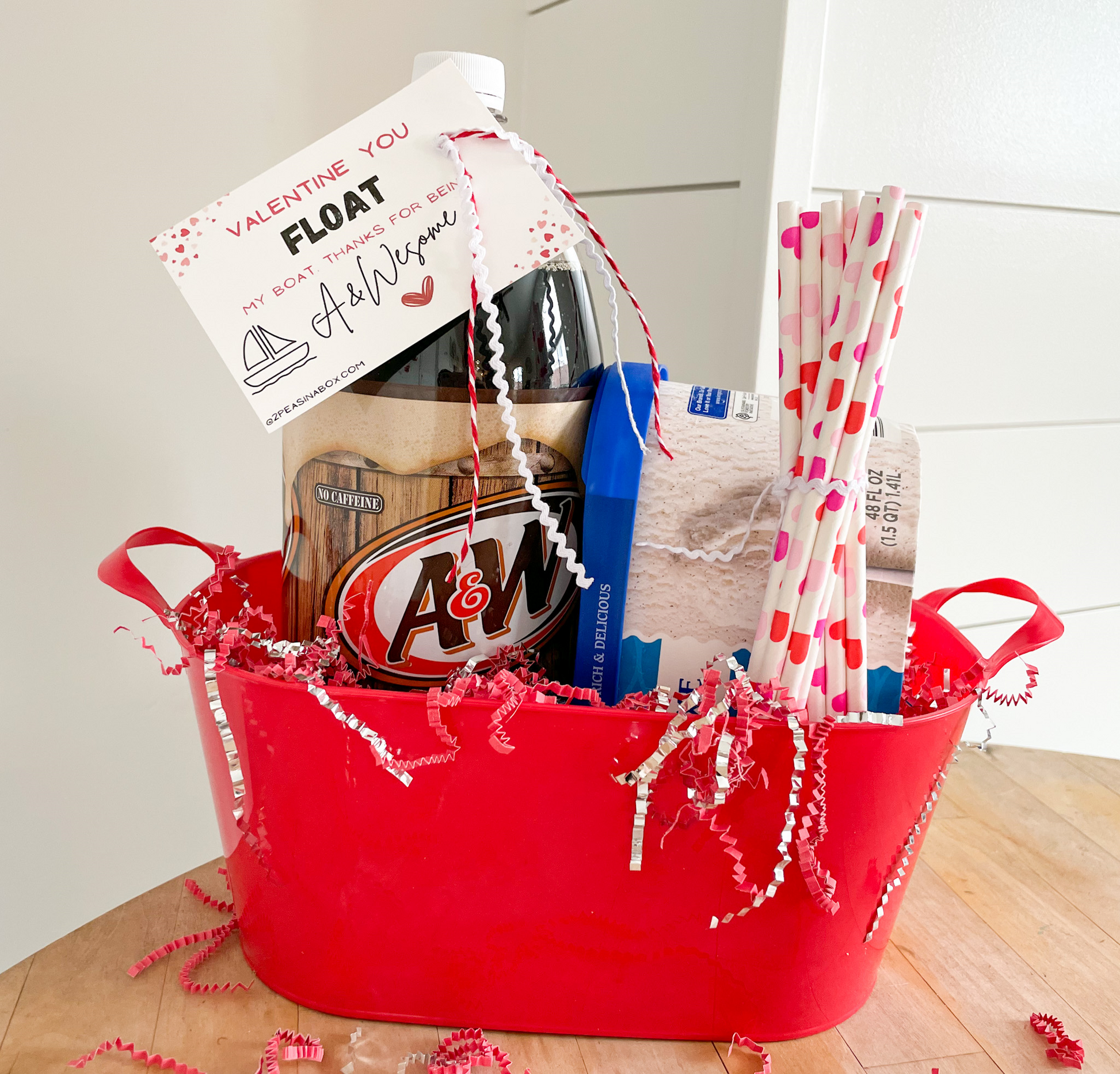 rootbeer printable tag attached to gift basket